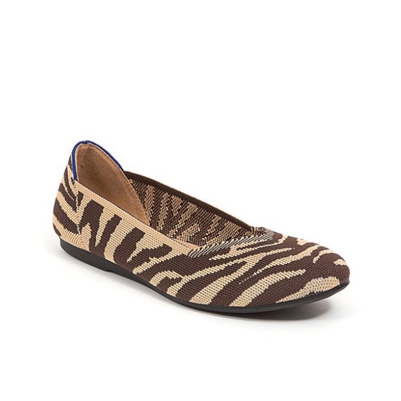 French Blu Brown Zebra Jungle Fever Ballet Flats Women’s Size 6 - Picture 2 of 5